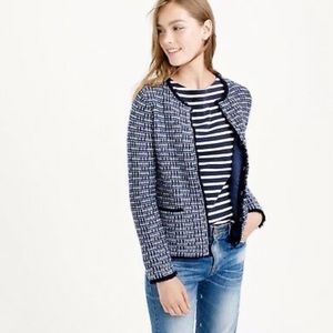 J Crew Tweed Sweater Jacket With Fringe Trim